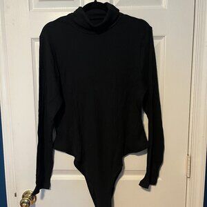 Black ribbed turtleneck bodysuit